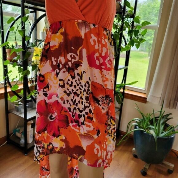 Summer Dress No Boundaries 7-9 Junior halter floral Criss-cross padded hi-low - Picture 4 of 10